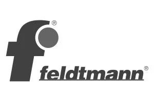Logo der Firma Feldmann mit einem stilisierten F und einem kleinen Kreis