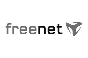 Das Logo von Freenet, bestehend aus dem Text 'freenet' und einem stilisierten Pfeil-Icon.