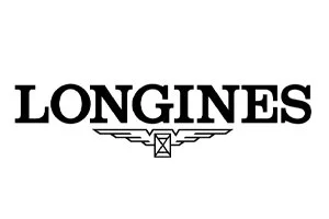 Logo der Marke Longines mit stilisierter Flugzeugsilhouette darunter.