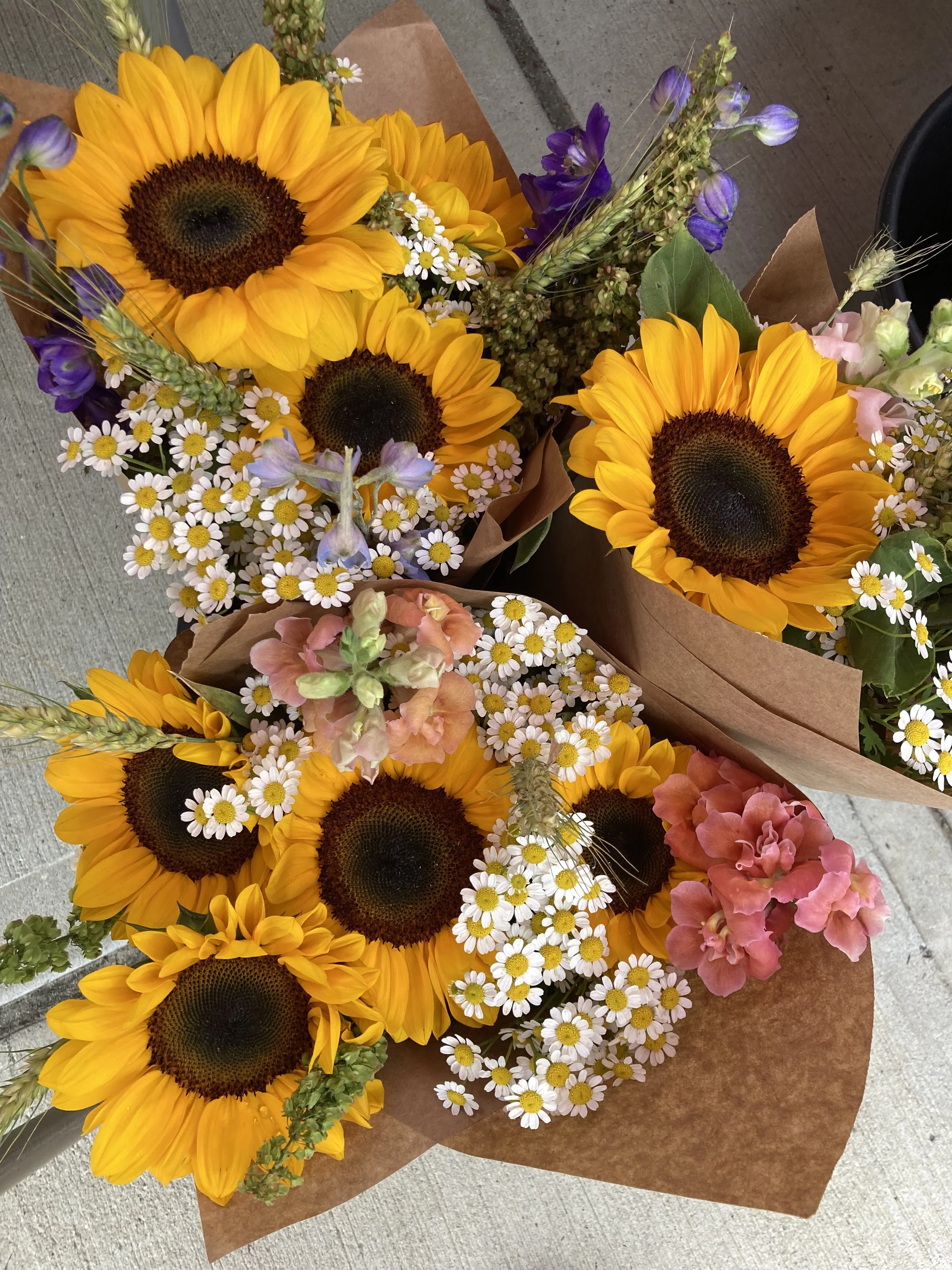 sunflower bouquets for an event at the Jersey shore