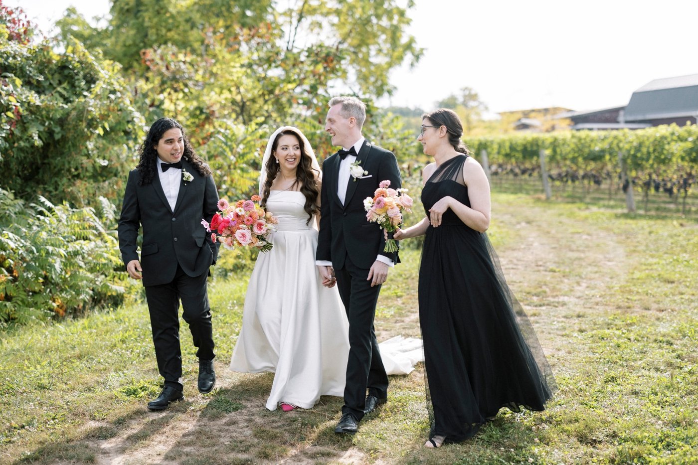 Bridal party portraits at Cave Spring Vineyard in Beamsville, ON