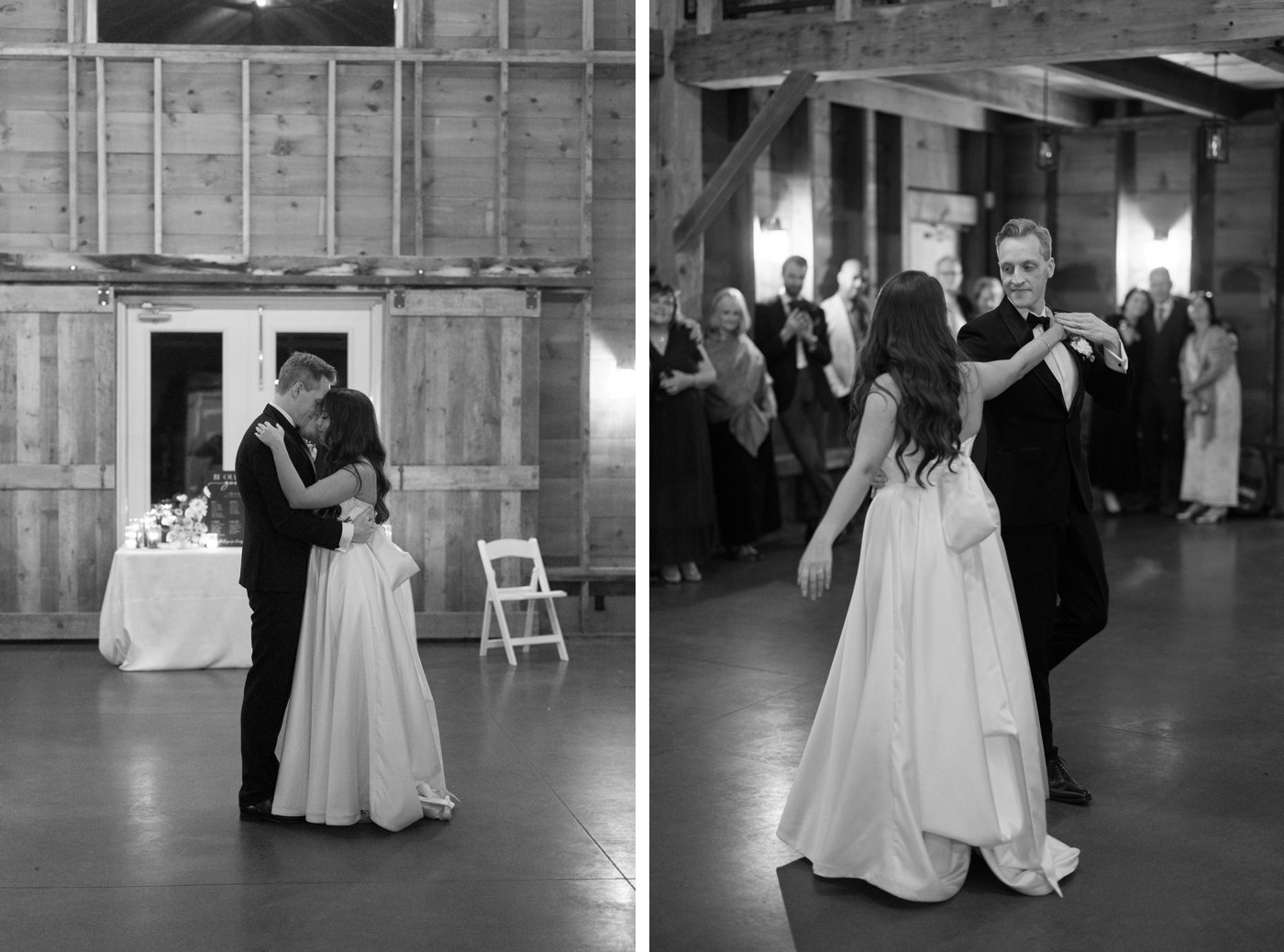 Bride and groom having their first dance at The Barns at Cave Spring Vineyard 