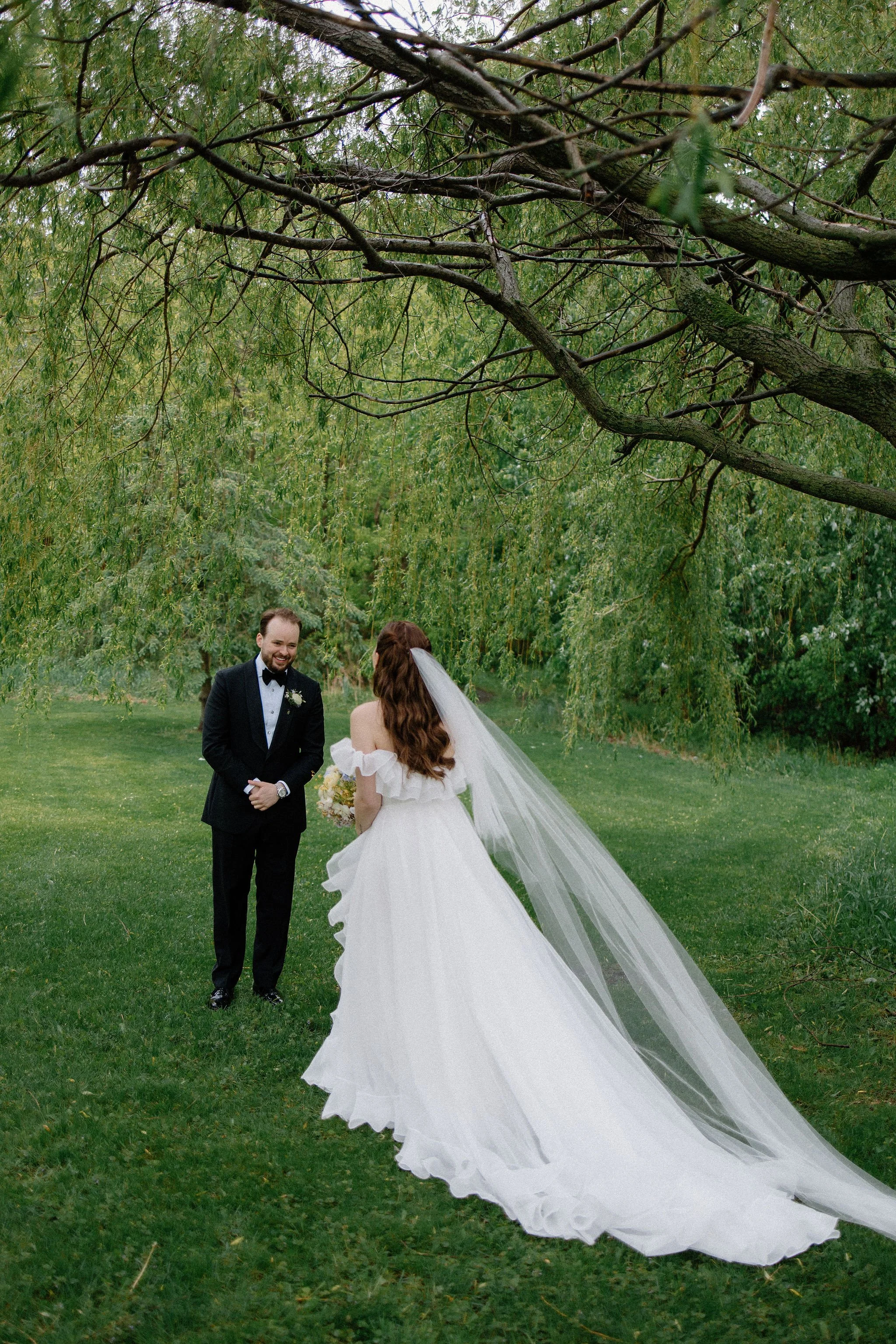  Bride and Groom share their intimate First Look together at The Clearing, Sheddon, Ontario. 