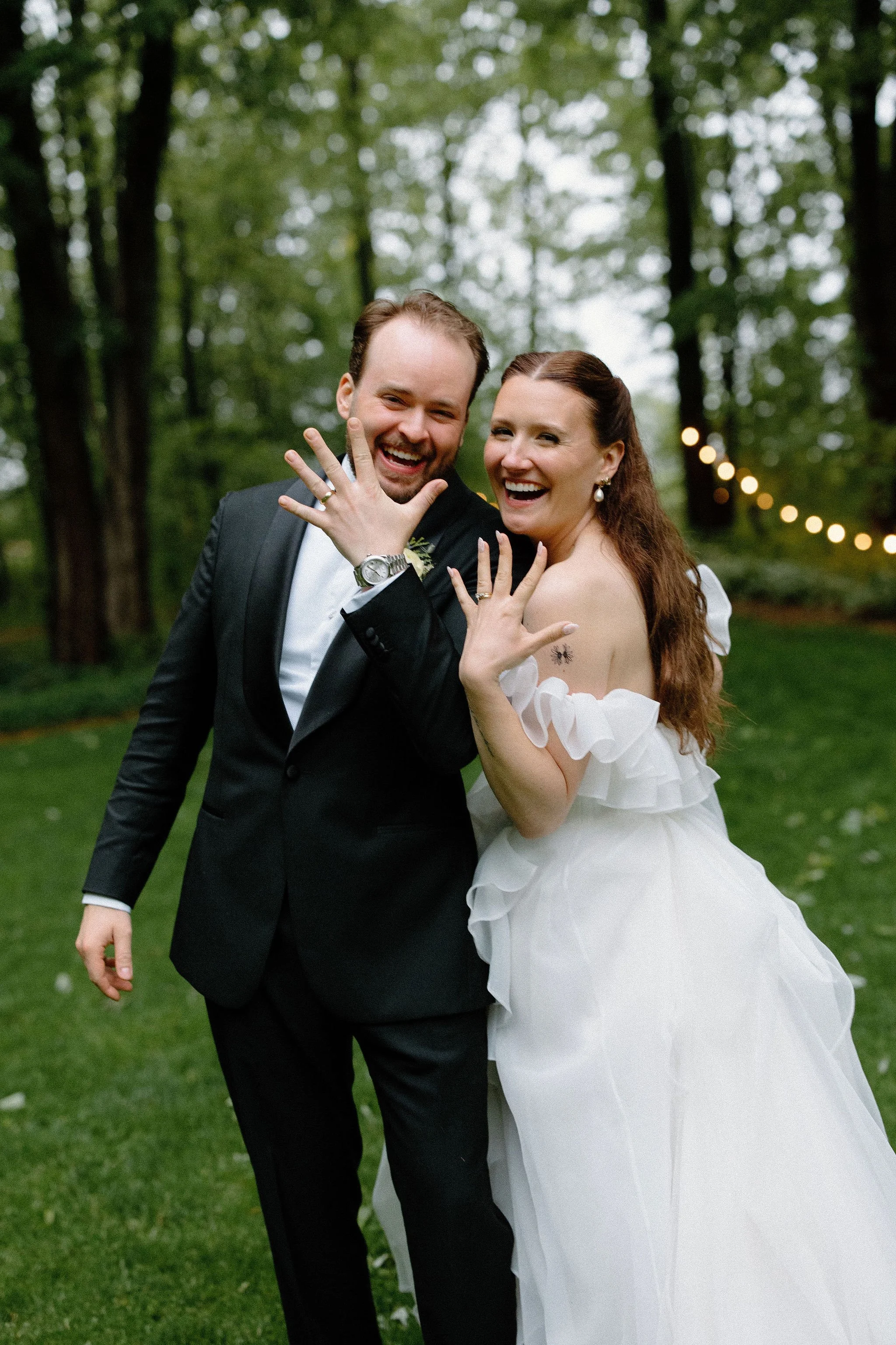  Who says rain has to dampen your wedding day aesthetic? L+M didn’t let a few showers stop them from having the whimsical garden wedding of their dreams at The Clearing. In fact, the moody, overcast light made their vibrant yellow and purple color pa