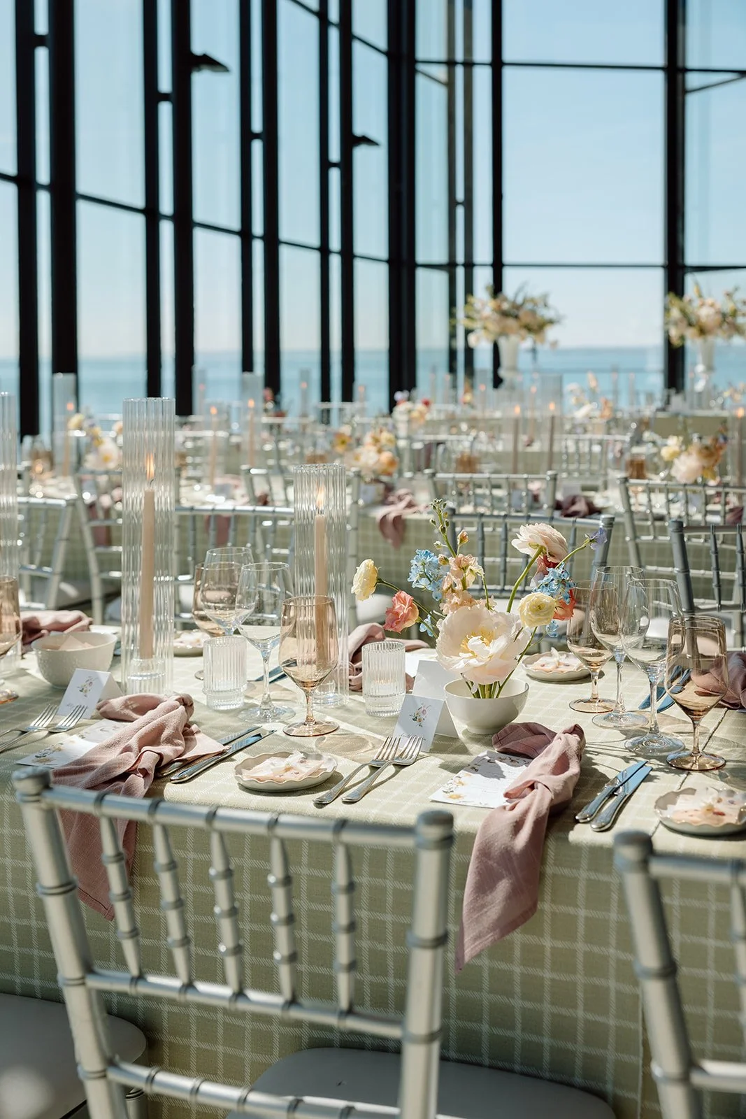  Bright and airy bridal shower reception design at Spencer's on the Waterfront by a professional Niagara wedding planner. 