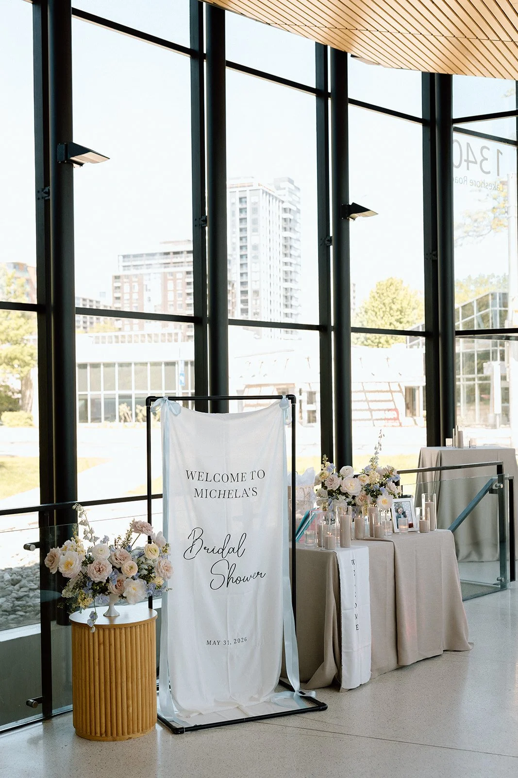  Welcome area to a spring bridal shower at Spencer’s on the waterfront by Pearle. 