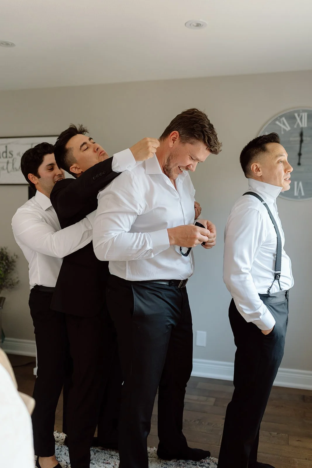  Groom and Groomsmen get ready before First Look for the Jewish inspired wedding held at The Hare Wine Co. 