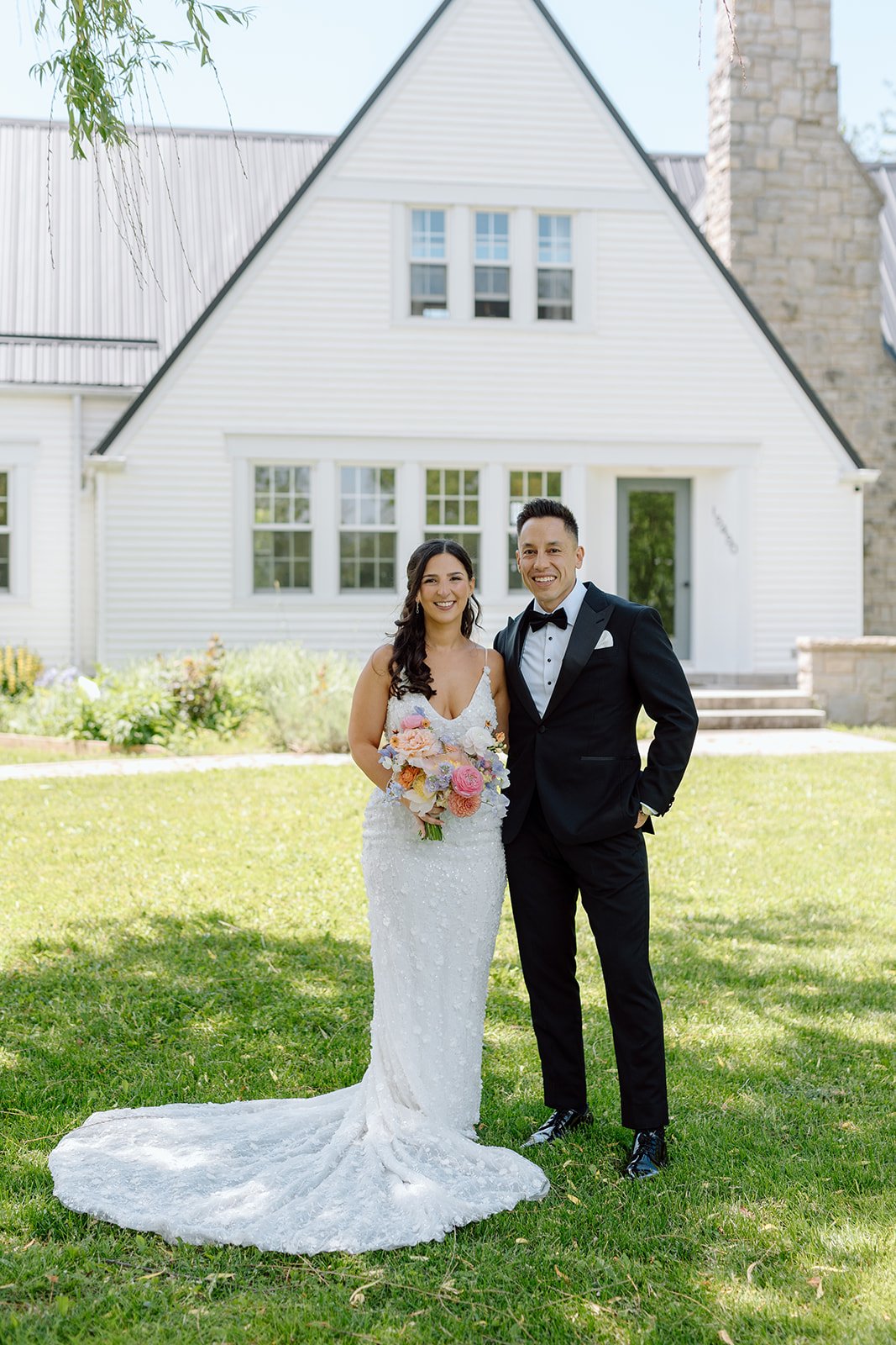  Candid wedding first look photography at a Niagara estate by Paula Visco. 