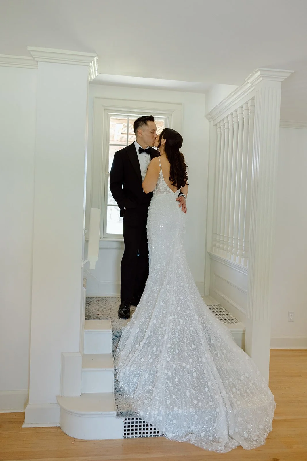  Emotional first look between a bride and groom during a Niagara vineyard wedding. 