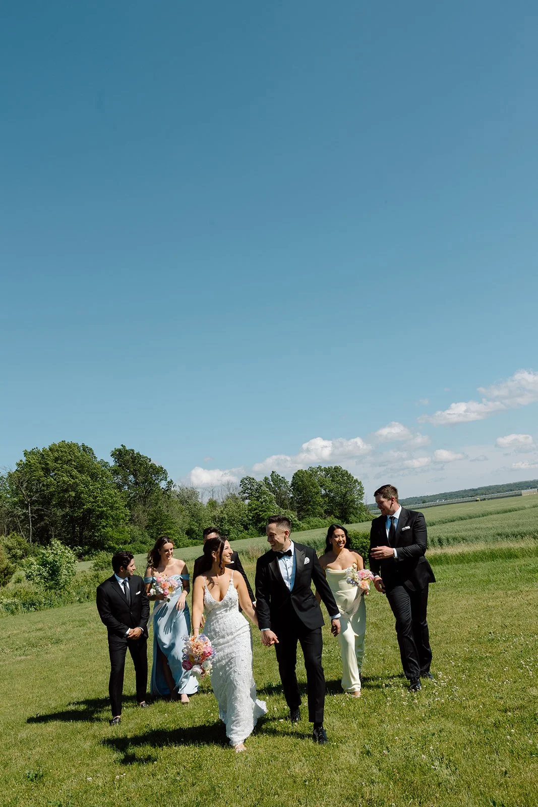  Wedding party portraits in the vineyard at The Hare Wine Co winery wedding venue in Niagara-on-the-Lake. 