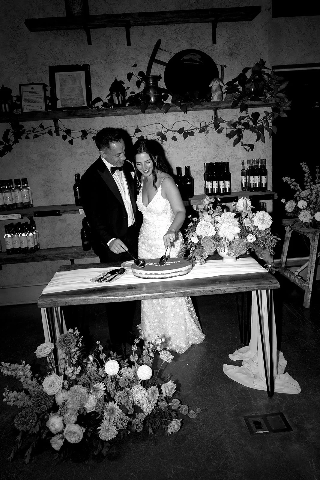  Bride and Groom cut their cake made by The Dessert Room. 