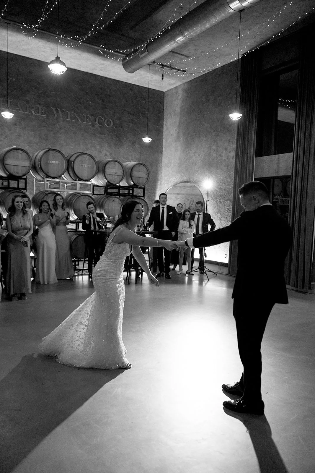  Bride and Groom during first dance at The Hare Wine co. 