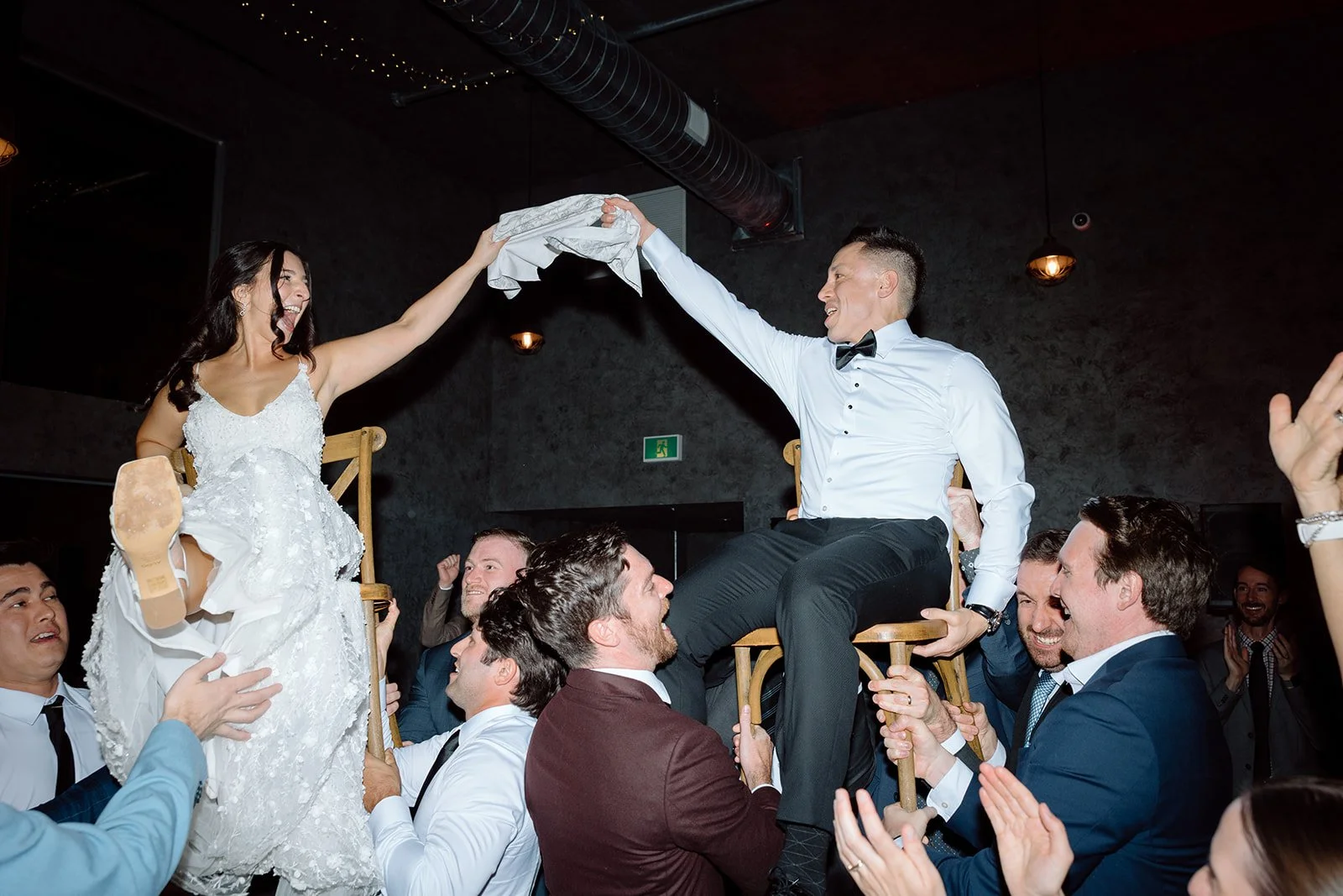  Jewish traditional dance, Hora, to start the dance floor for their vineyard wedding in Niagara on the Lake.  
