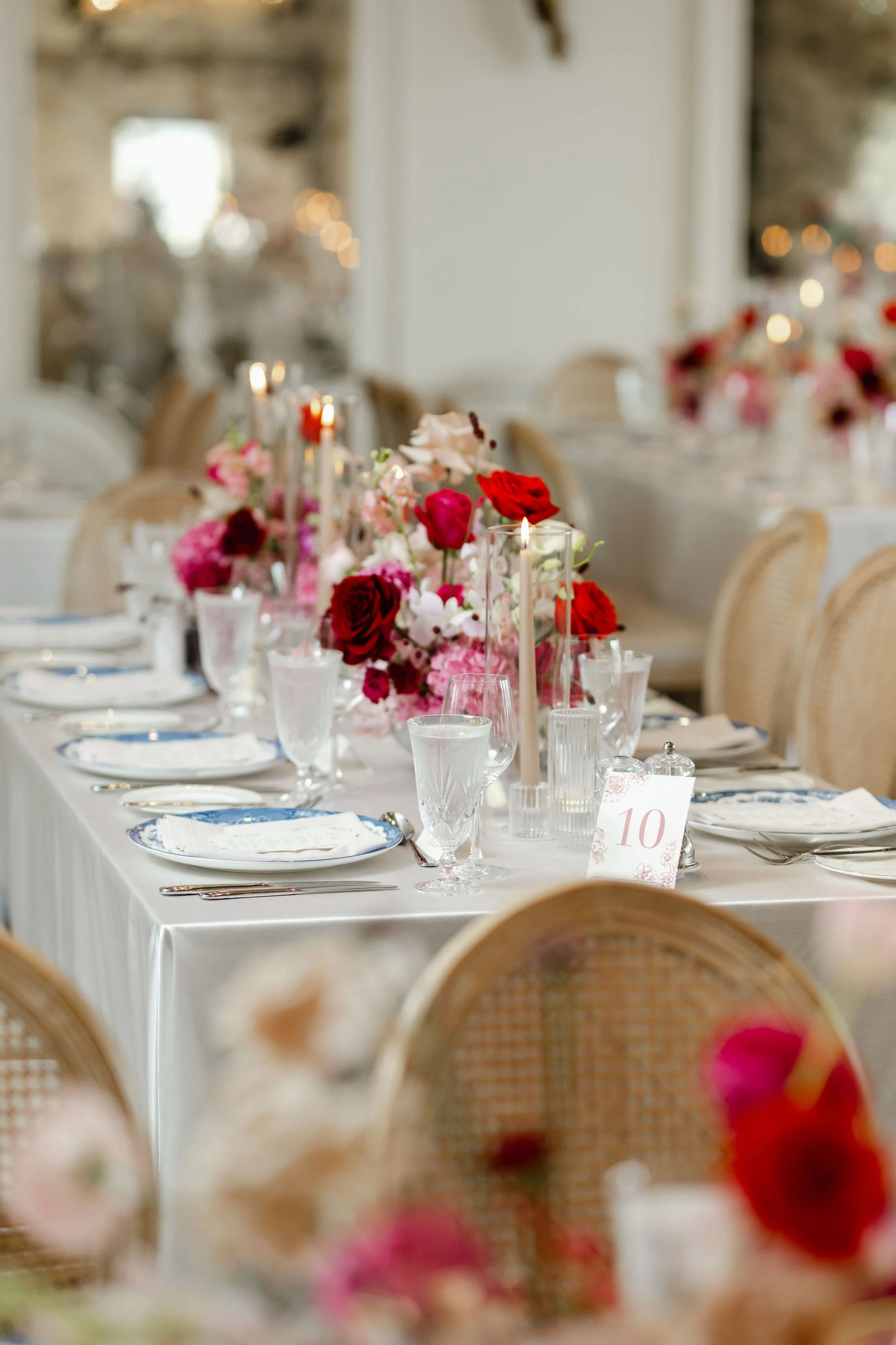 Hot Pink and Red wedding at Elora Mill, with florals by Forever Wildfield.