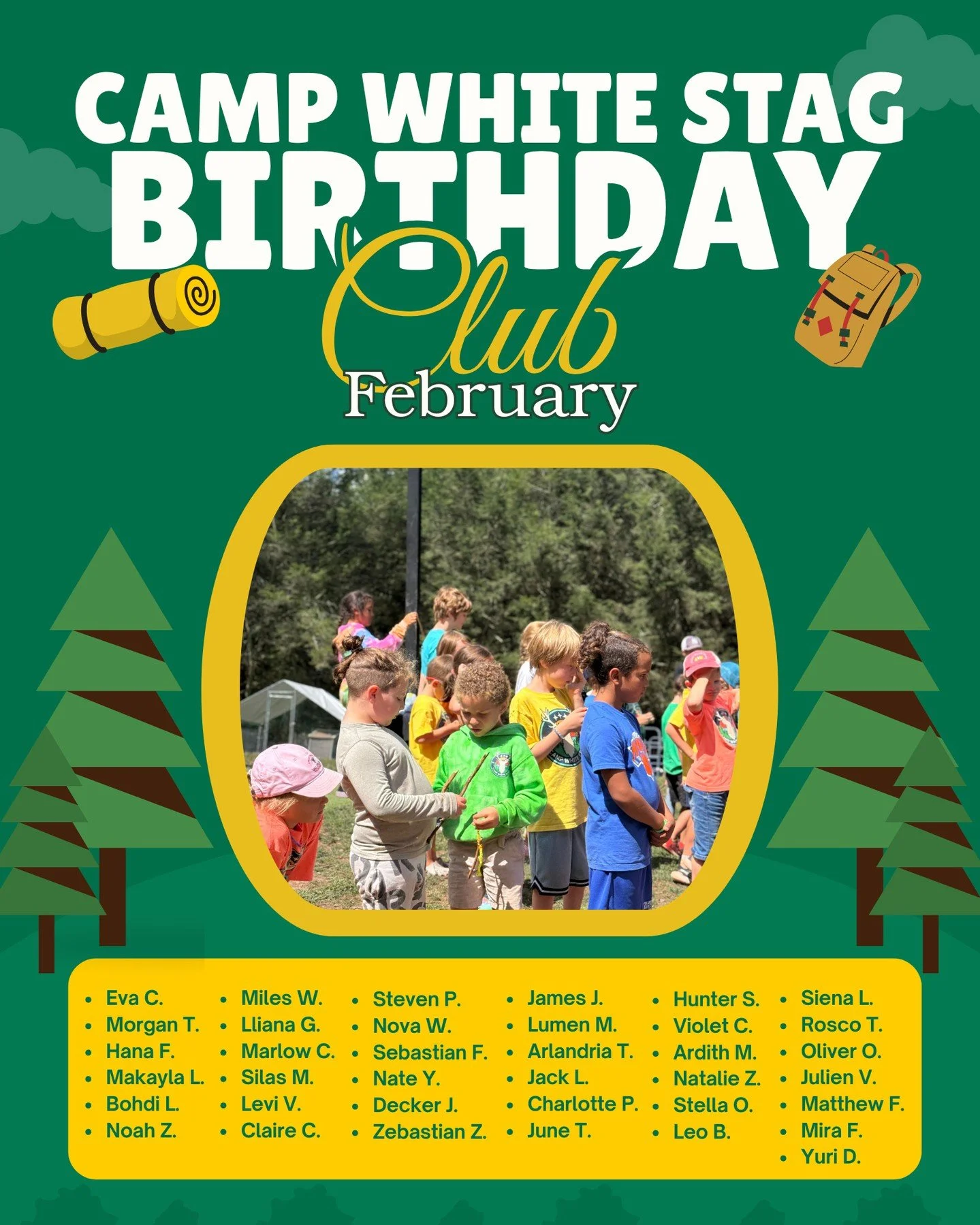 🎂💚 It&rsquo;s time for another Camp White Stag Birthday Club shoutout! 💚🎂

This month we&rsquo;re celebrating all of our campers with February birthdays! ❄️🎉 We hope your day is filled with smiles, fun, and a little extra camp joy.

Happy Birthd