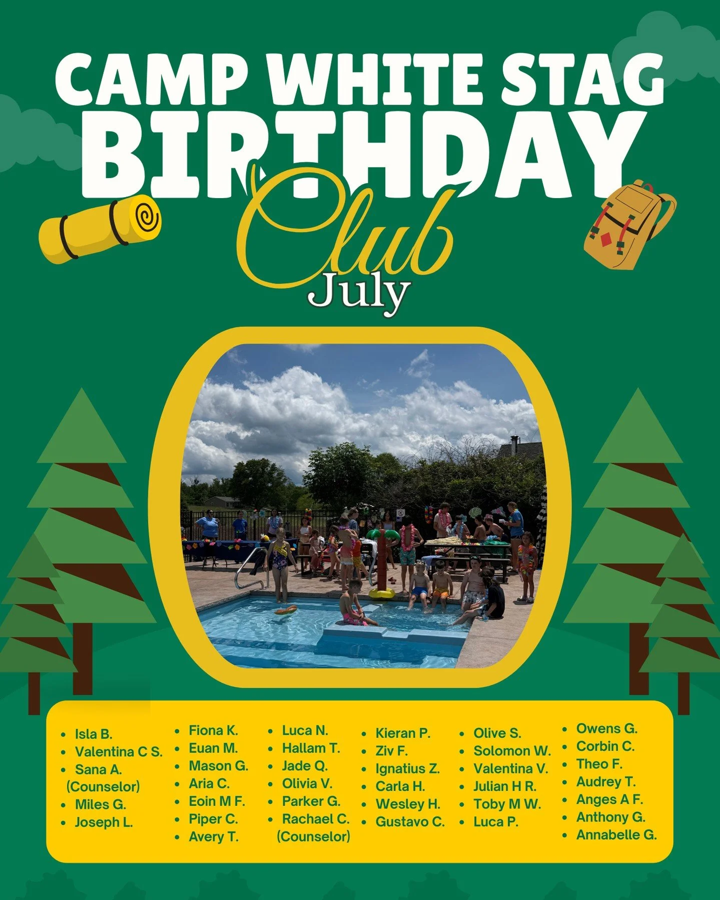 Time for the Camp White Stag Birthday Club! 🎉🎂

This month we&rsquo;re celebrating all of our campers with July birthdays! ☀️🌿
A month filled with summer fun, laughter, sunshine, and plenty of reasons to smile! 😄✨

We hope your birthday is filled