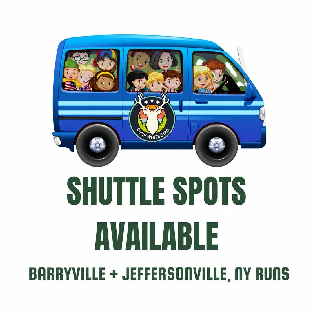 🚐 Did You Know?
Camp White Stag Offers Shuttle Services!

We still have a few shuttle spots available for our runs to:
⭐️Barryville, NY
⭐️Jeffersonville, NY 

For families coming from farther out in 
⭐️Sullivan County
⭐️The Upper Delaware region
⭐️N
