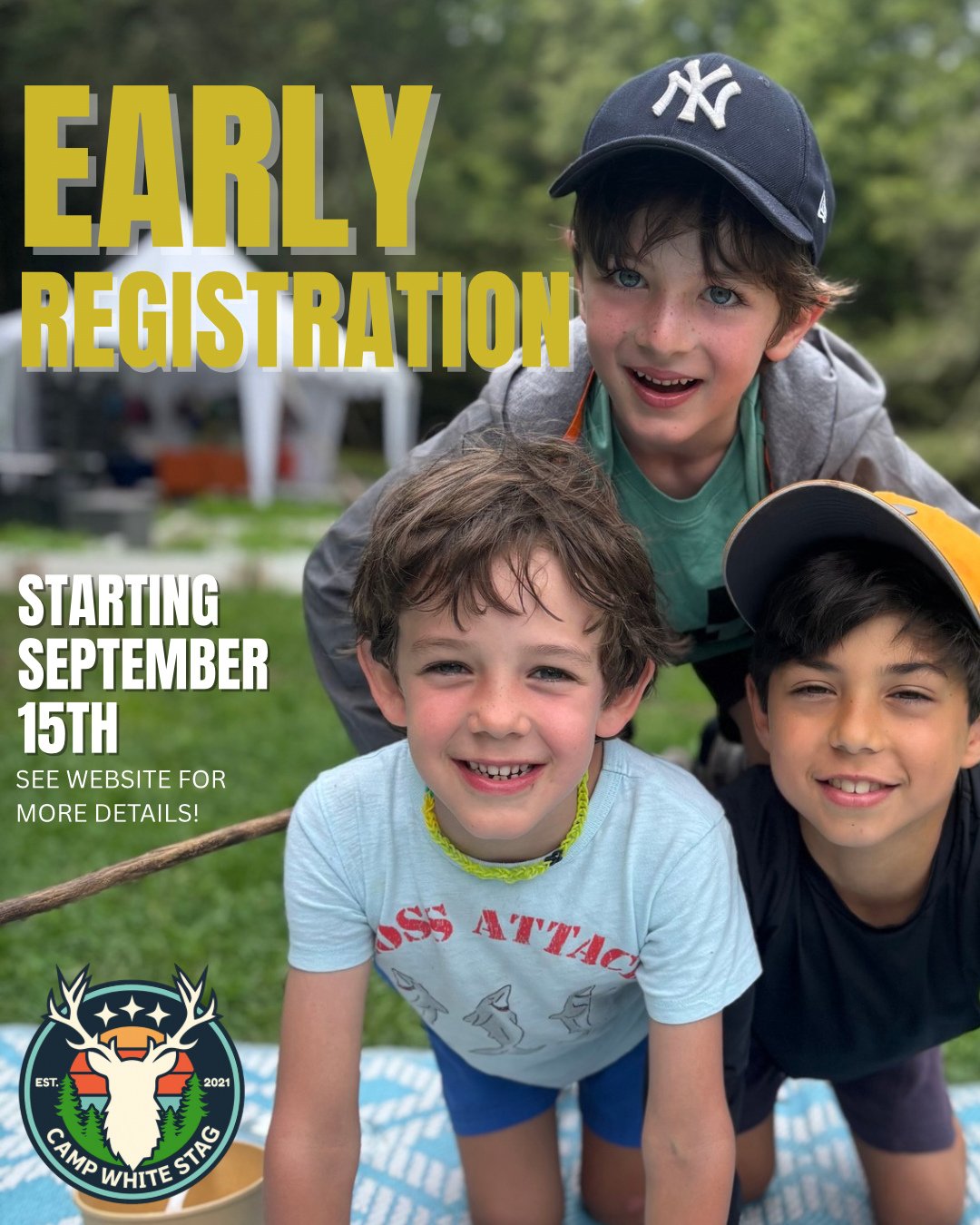 📣 Early Registration for Summer 2027 at Camp White Stag is coming! 🏕️

Early registration opens September 15th! Save the date and keep an eye out for more information coming soon. 👀💚

#campwhitestag #whitestagfarms #naturecamp #getyourhandsdirty 