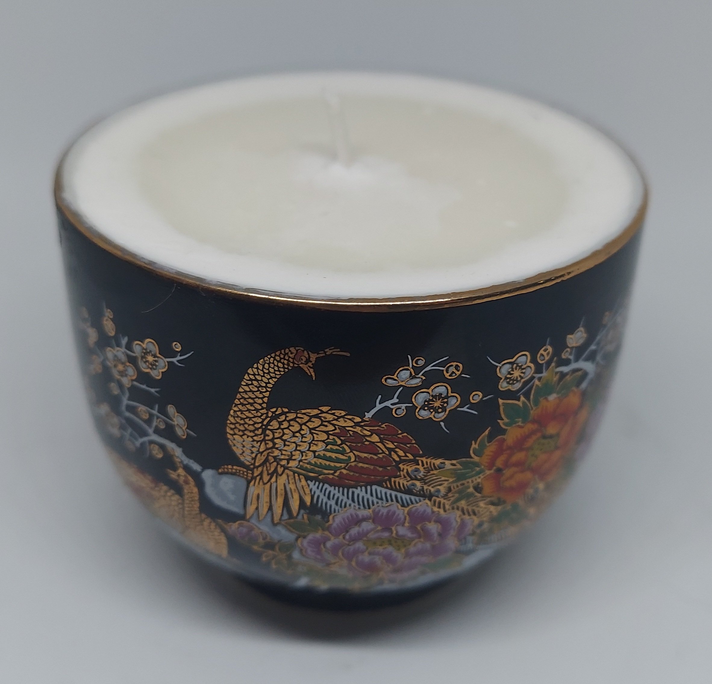 Vintage Peacock Teacup Candle