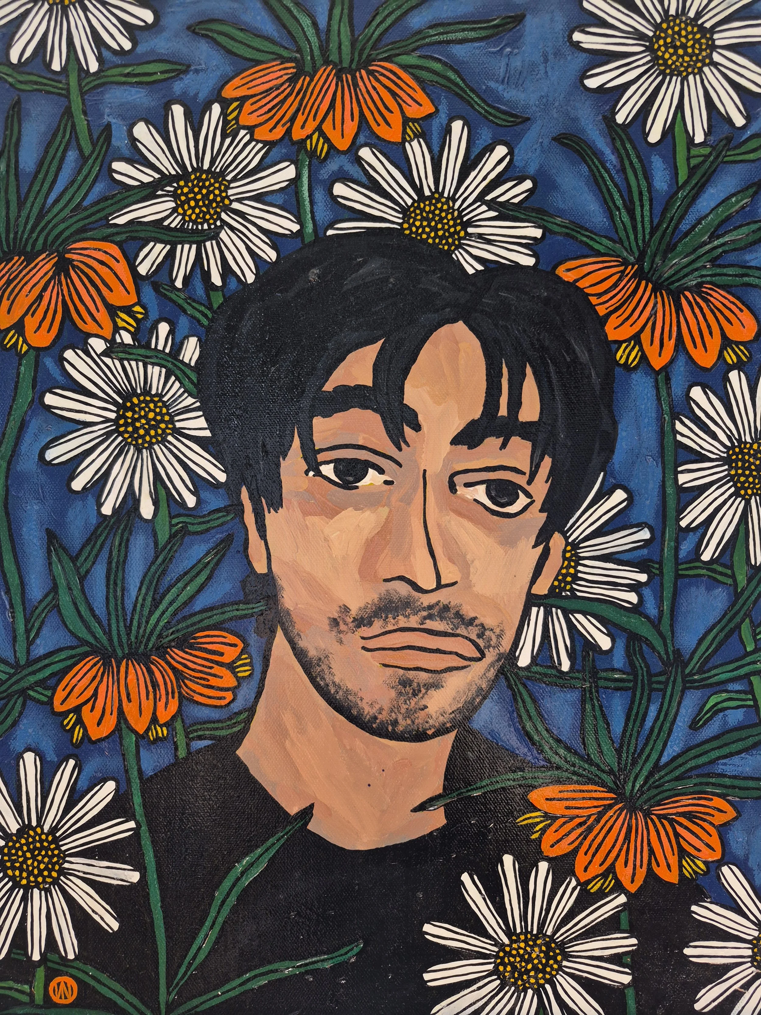 Ferhat With Kurdish Tulips & Daisies - FOR SALE
