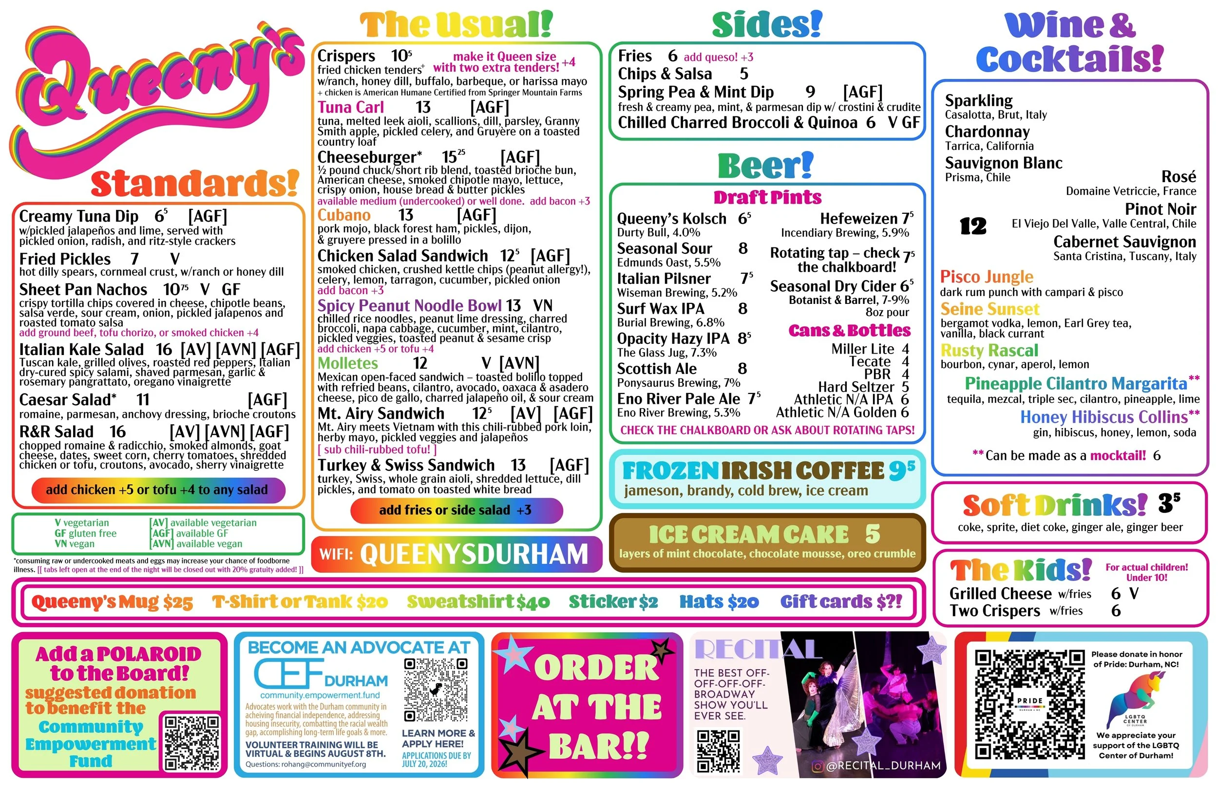 Menu — Queeny's
