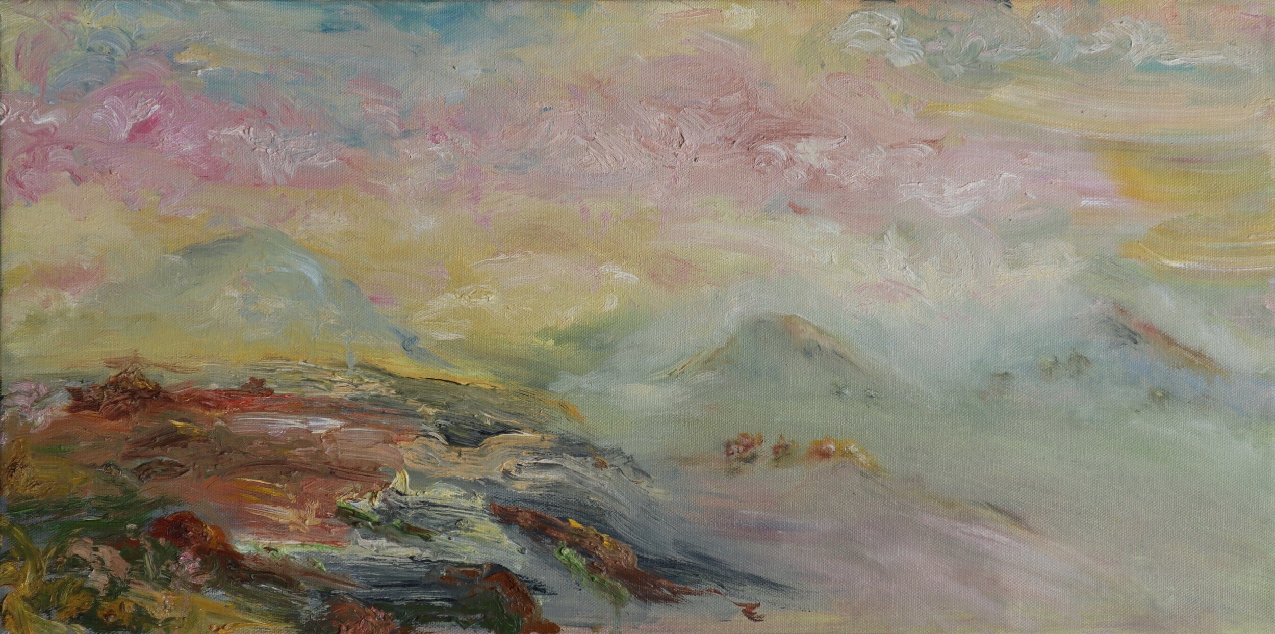 Pink Yellow Landscape, oil on canvas, 12 X 24.jpeg