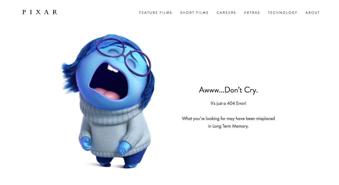 Pixar 404 Page Example
