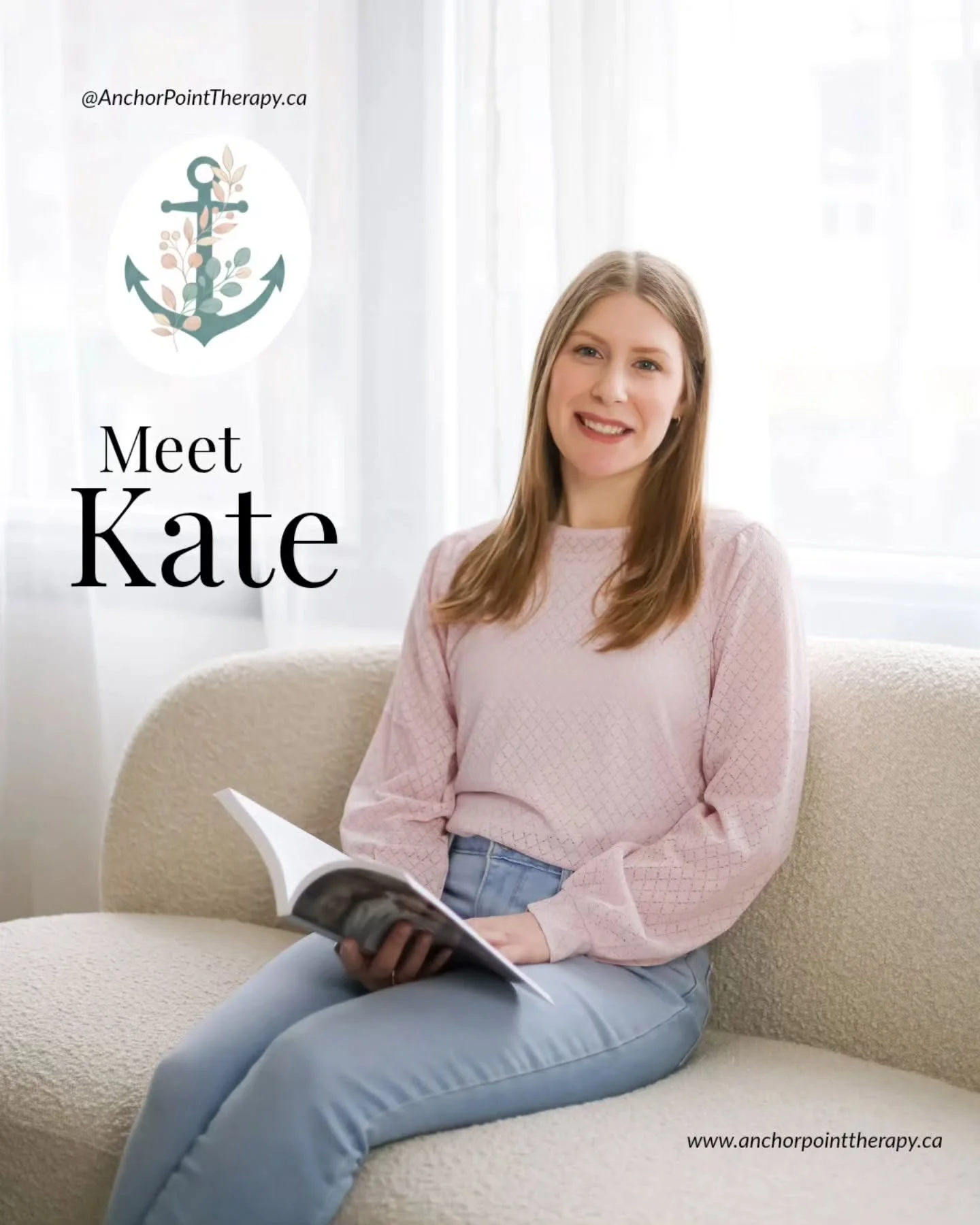 Hii 👋🏼, I'm Kate! I started Anchor Point Therapy to create a space for women to feel seen and supported while navigating anxiety, trauma, and big life changes. 

We'll work together to make sense of your story, regulate your nervous system, and hel