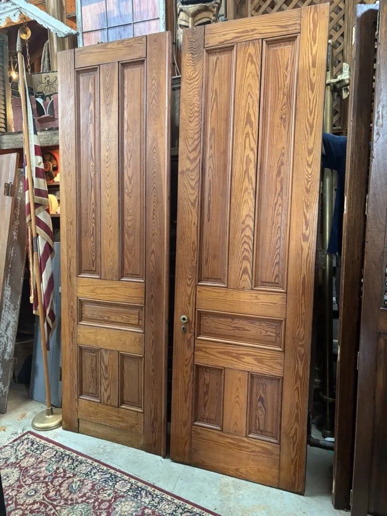 Victorian 5-panel double doors, apprx 30 and 30 1/2 x 95, Cedartown, GA, with all hardware