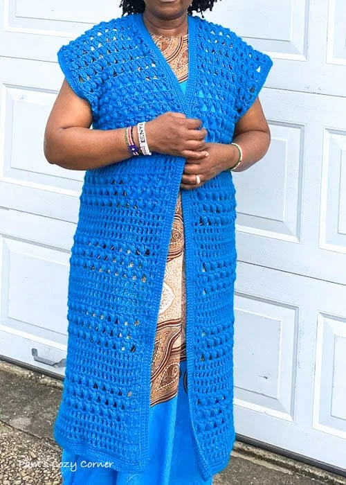 Phyles Long Sleeveless Cardigan — Pams Cozy Corner Crochet and Knit