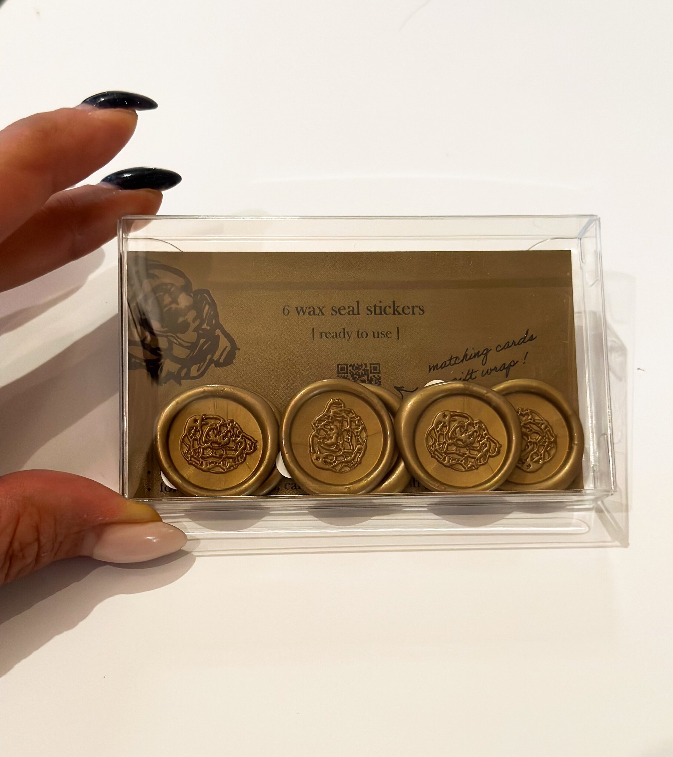 six peel and stick elegant wax seals to complement the sophistication of your handwritten cards
