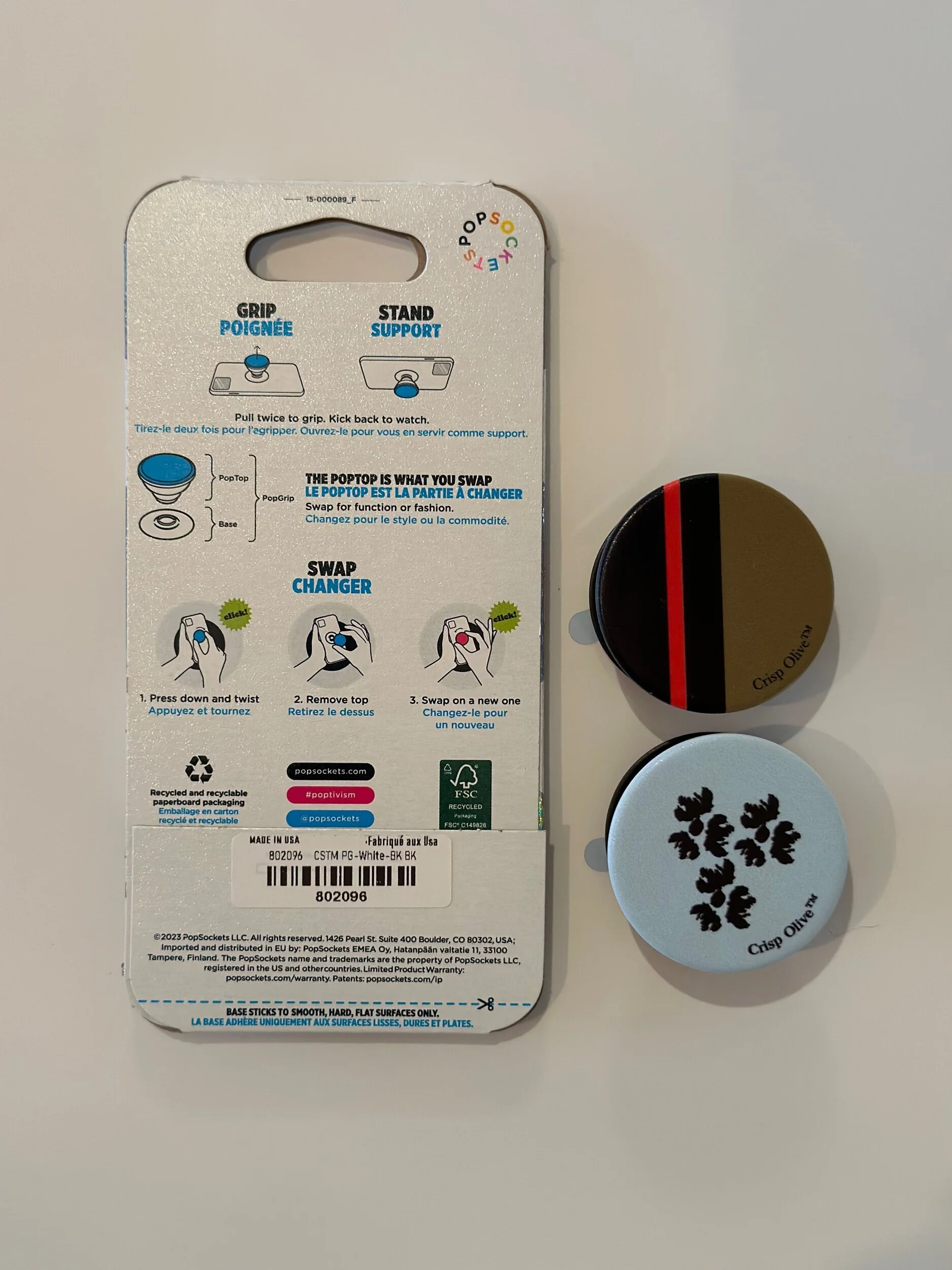 Phone protection with style with Crisp Olive's custom-designed 'Pop Sockets' phone grips. Lightweight, made in U.S.A, a unique gift or a fashionable phone accessory.