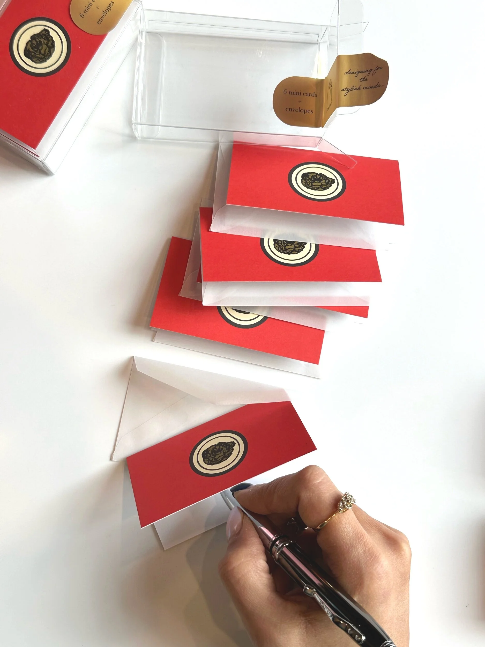 Crisp Olive™ in house designed mini cards. Find 6 unique business size cards to use as note cards, thank you notes, gift tags and place cards.