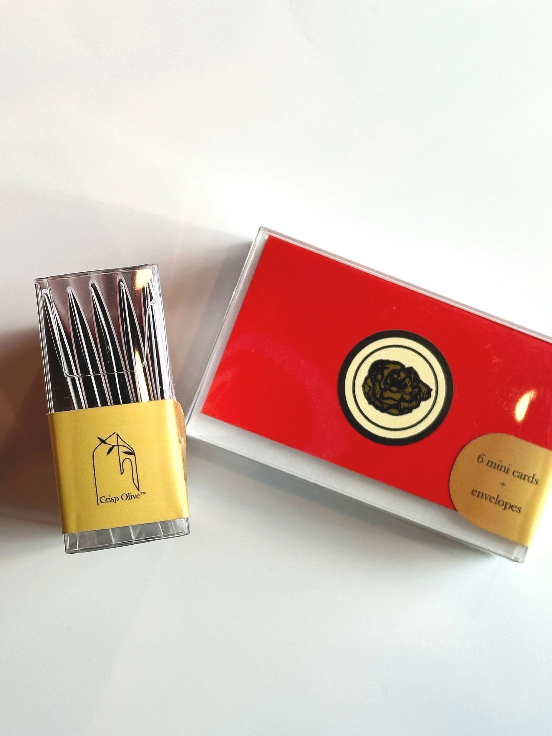 Crisp Olive™ in house designed mini cards. Find 6 unique business size cards to use as note cards, thank you notes, gift tags and place cards.