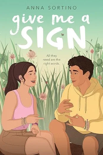 Illustrated book cover showing two teens communicating with each other using sign language.