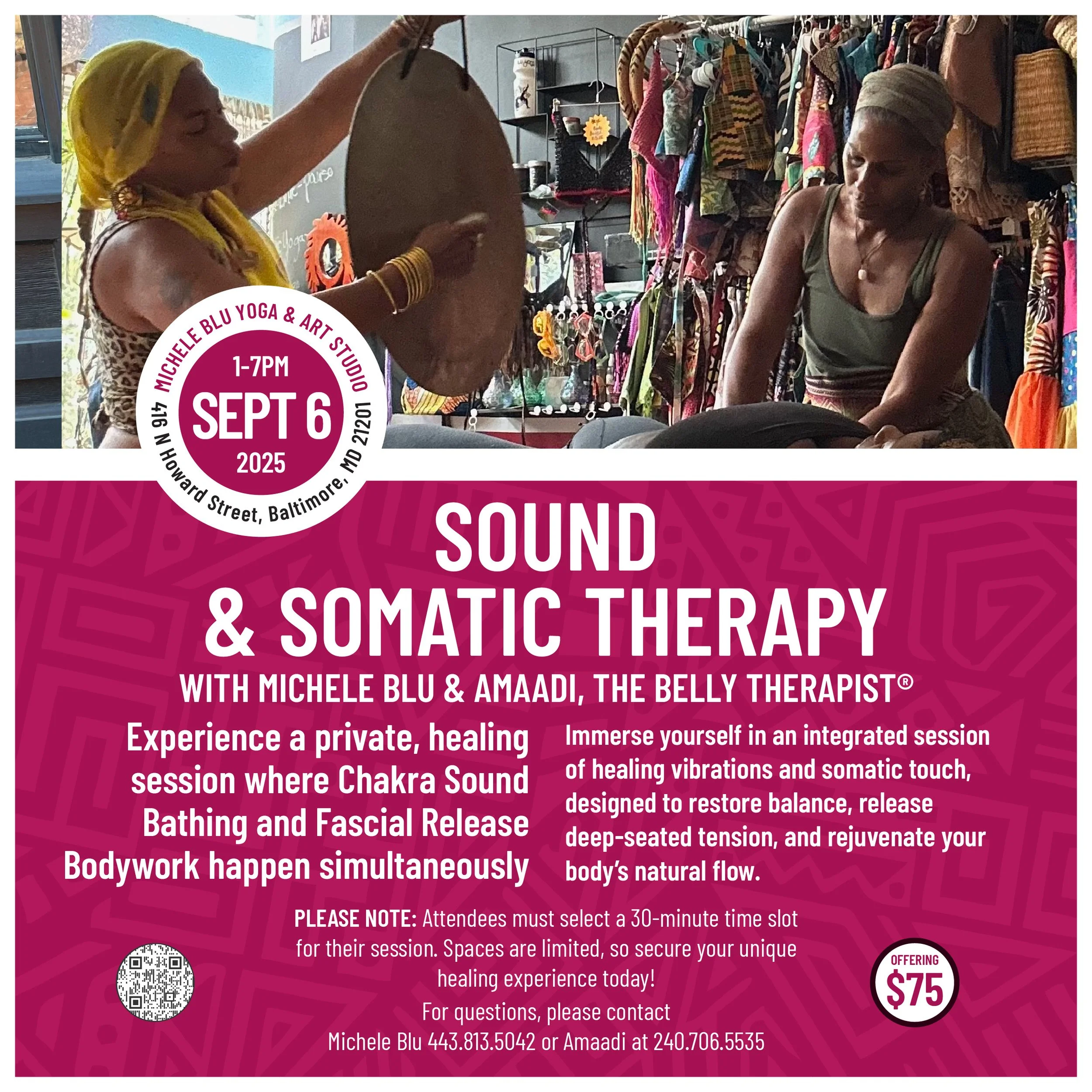 Sound & Somatic Therapy with Michele Blu and Amaadi, The Belly Therapist