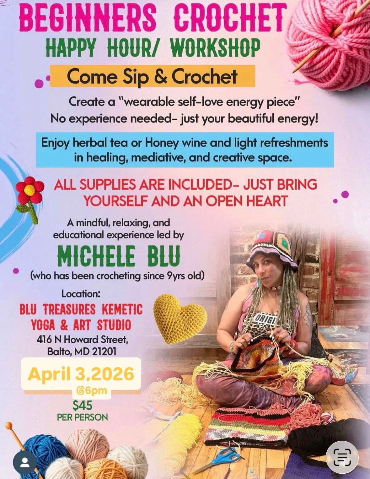 Beginner Crochet Happy Hour/Workshop