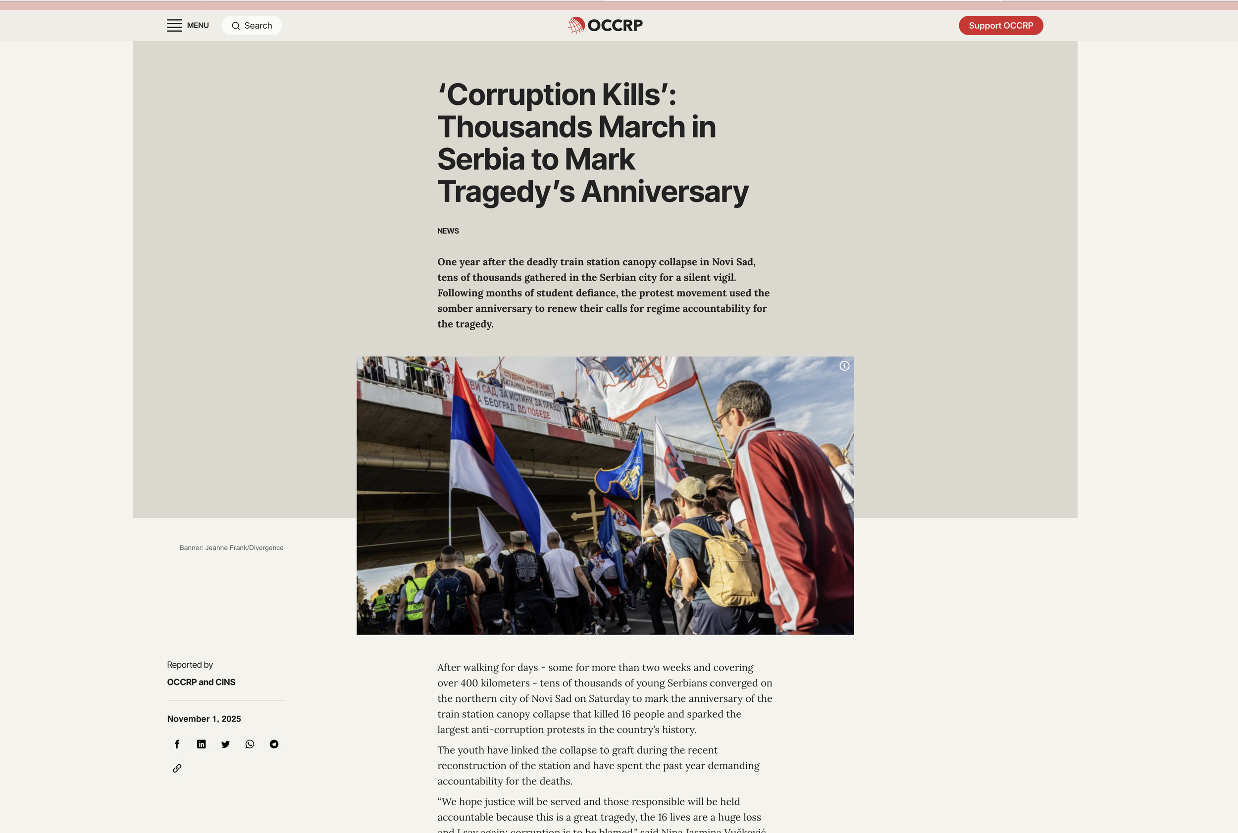 NEWS One year after the deadly train station canopy collapse in Novi Sad, tens of thousands gathered in the Serbian city for a silent vigil. Following months of student defiance, the protest movement used the somber anniversary to renew their calls f