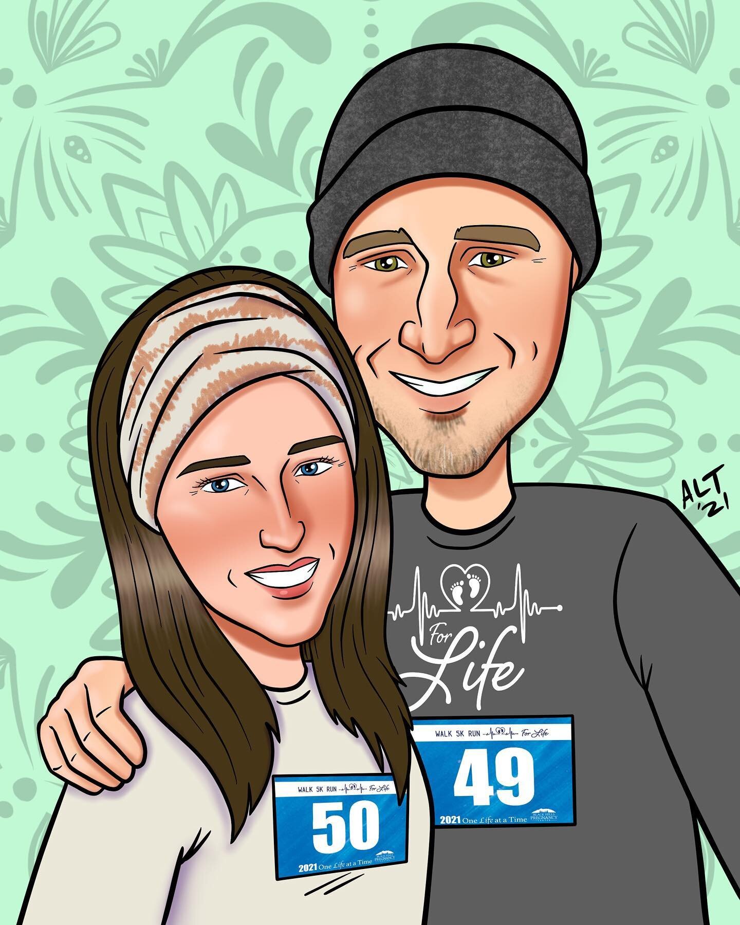 This couple loves participating in walks for charity! They got their caricature portraits from one of their favorite walks early this year. Way to make a difference! 😇💪💕