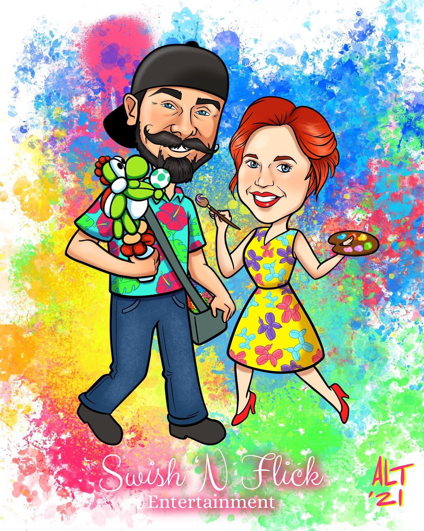 Thank you @swishnflickentertainment  for commissioning a caricature! If you don&rsquo;t know who they are check out their Page! Best face painters &amp; balloon twisters EVER!!!