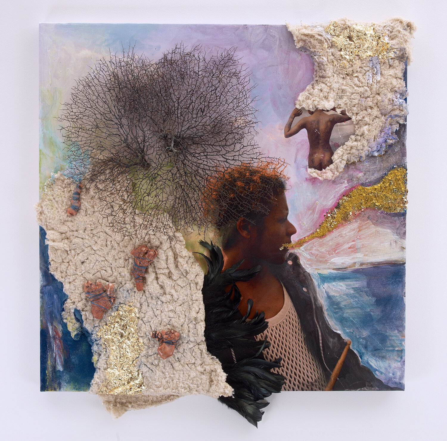 Haunted Documents: Devon | 2012 | 24 x 24 inches | mixed media including coral, cotton, and sea plant skeletons | in collaboration with Christopher Myers