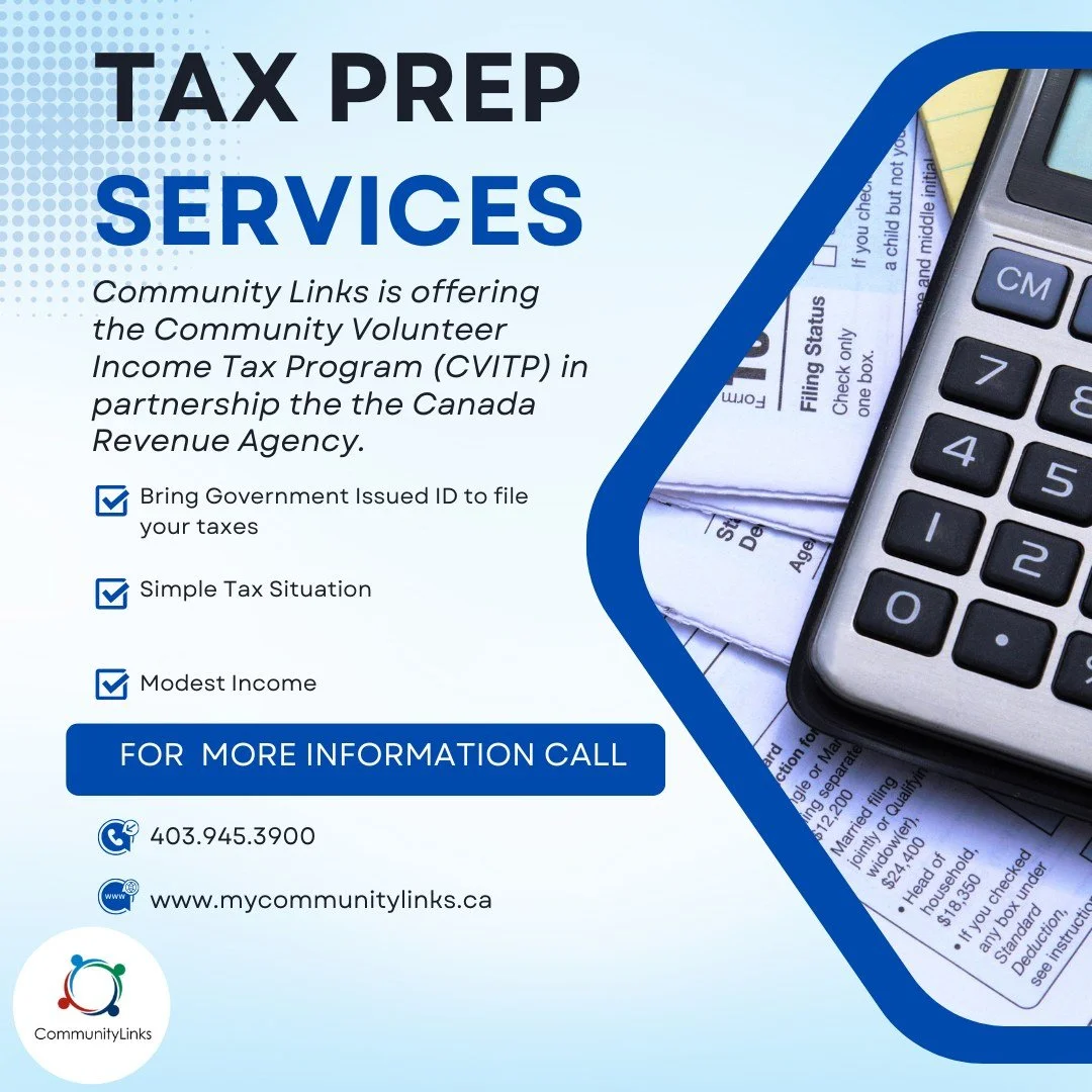 📣 We're Offering Free Income Tax Support! (donations welcome)
.
Community Links is proud to partner with the Canada Revenue Agency (CRA) to offer the Community Volunteer Income Tax Program (CVITP) to our community.
.
If you have a simple tax situati