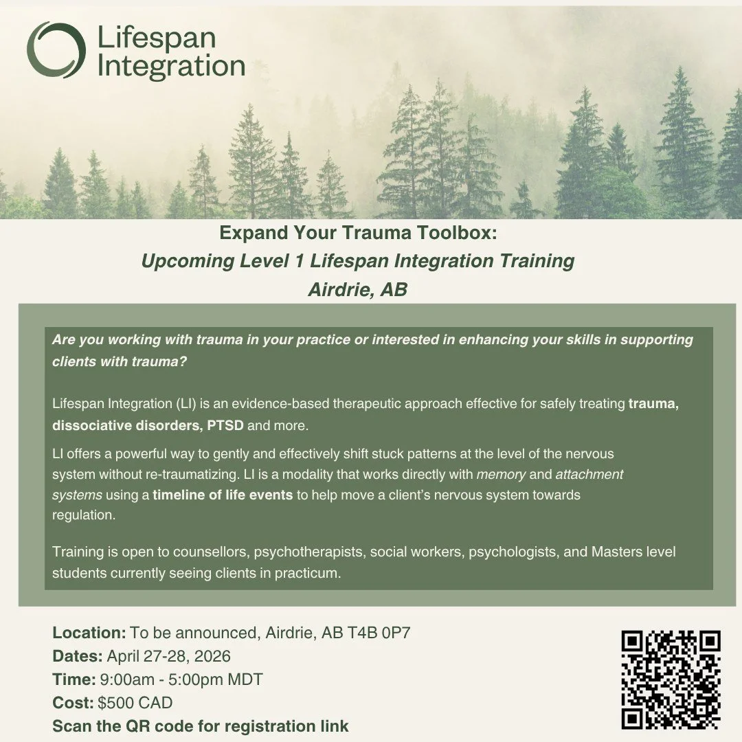 Are you working with trauma in your practice or interested in enhancing your skills in supporting clients with trauma?

Register today for this powerful workshop, April 27 &amp; 28 ,2026.

To register, scan the QR code