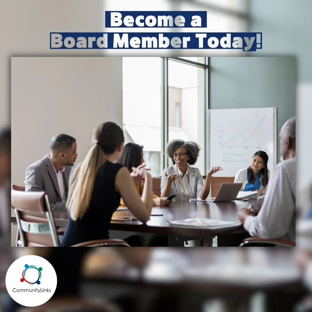 📣 We're looking for Board Members!

Community Links is seeking volunteer Board of Directors members who are passionate about supporting our community. This is a great opportunity to share your skills, provide leadership, and help guide the future of