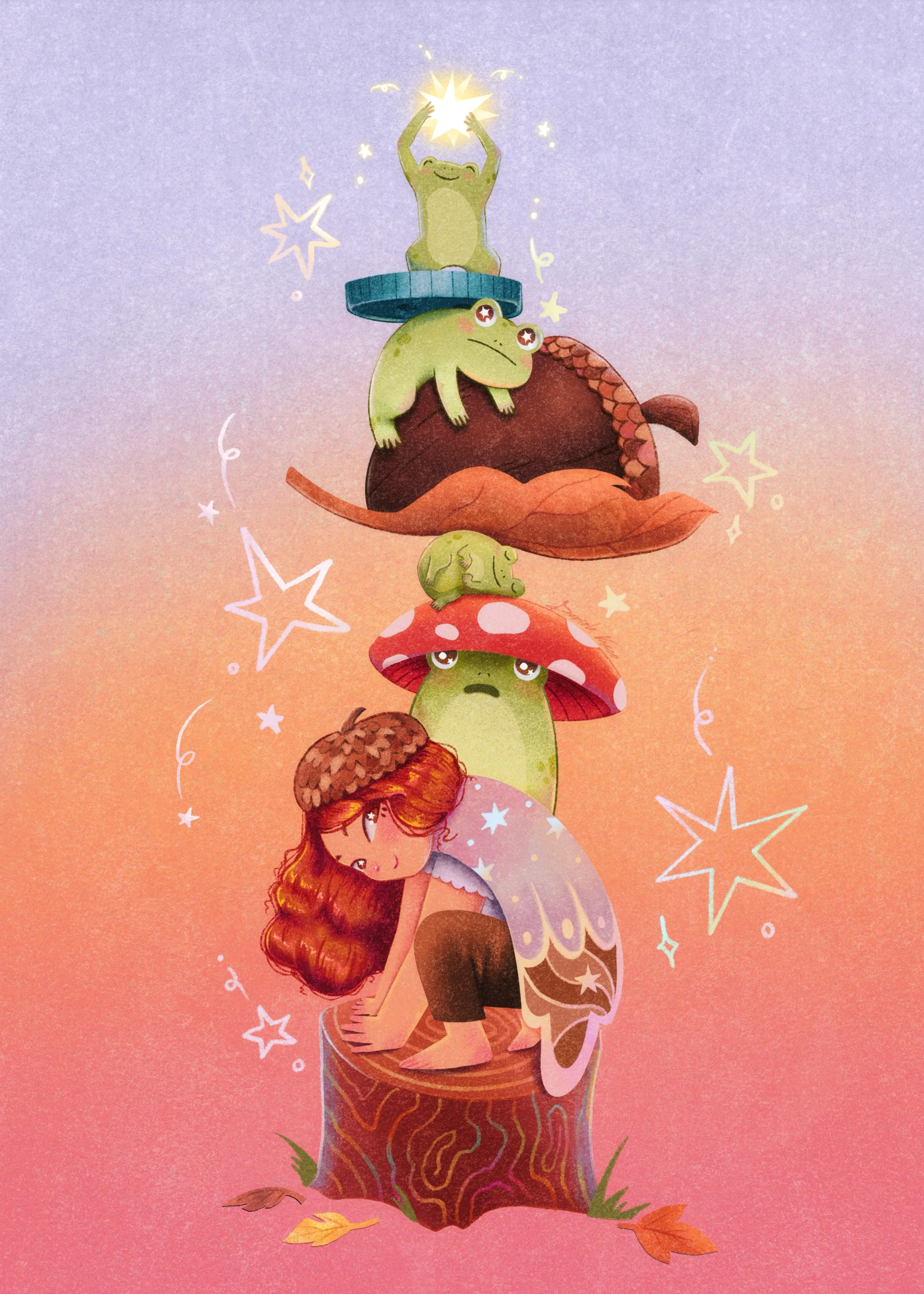 Frog Tower- November Postcard for my Starry Mail Club.