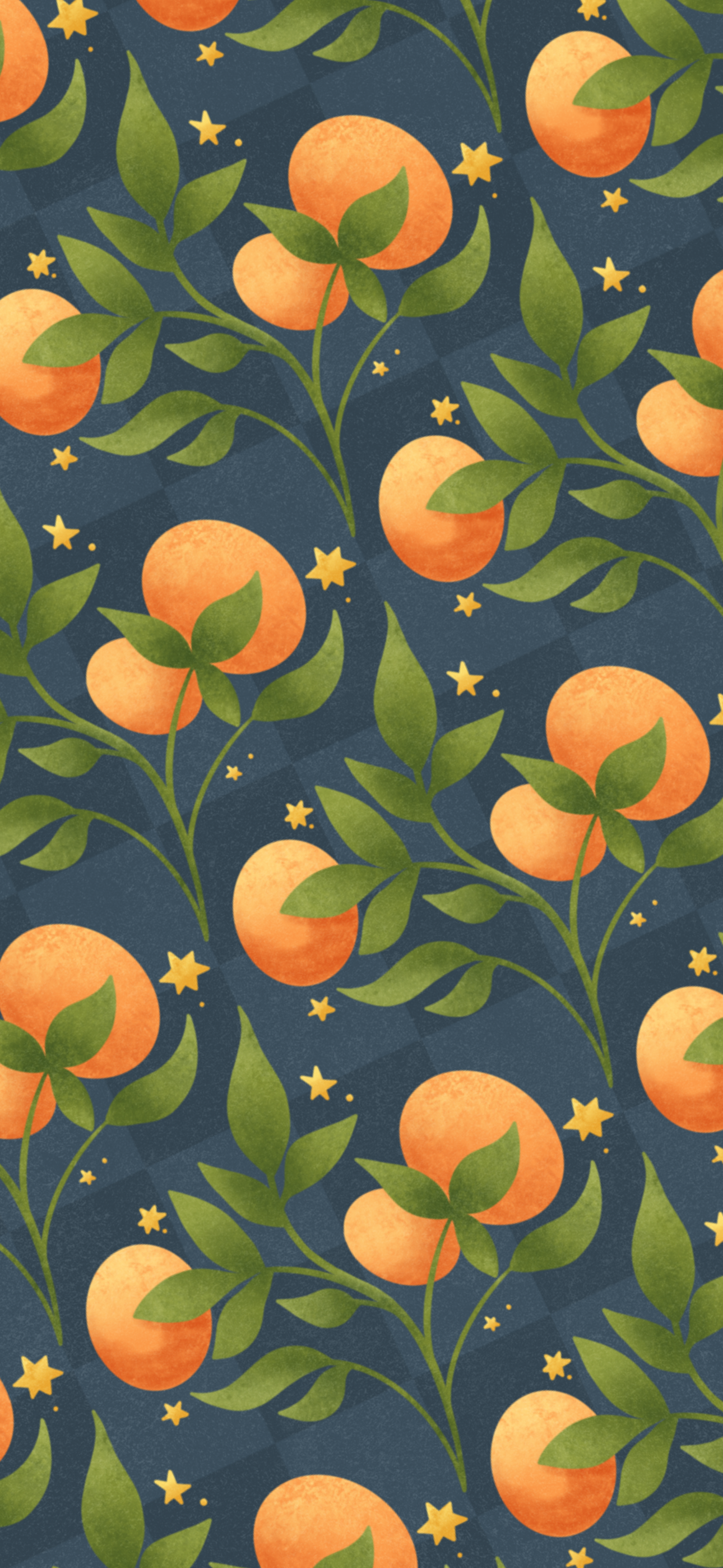August seamless pattern for my Starry Mail Club. The theme was mandarin oranges.