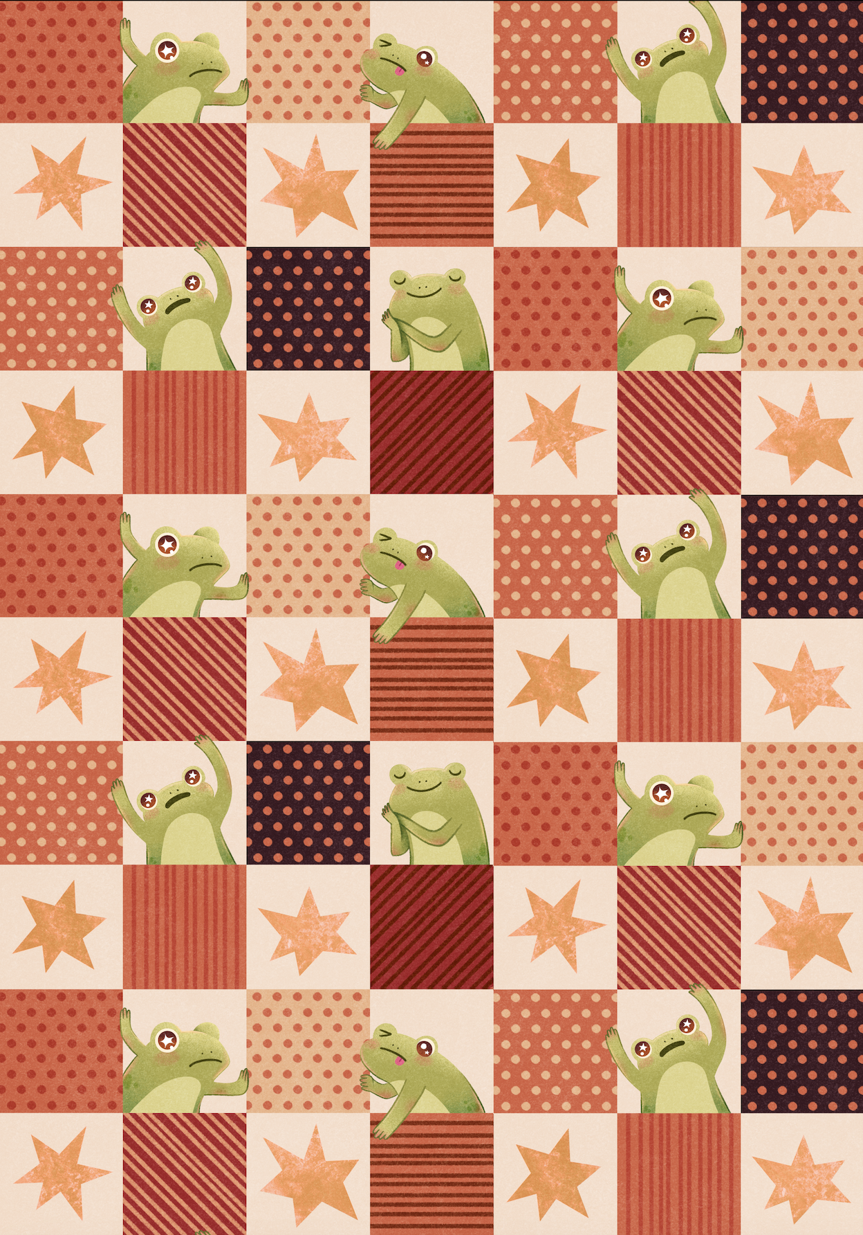 Frog seamless pattern for my Starry Mail Club. The theme was Frogs and Fall.