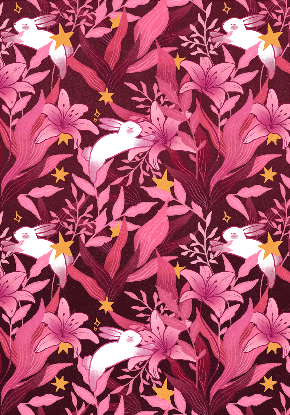September seamless pattern for my Starry Mail Club. The theme was bunnies and lilies.