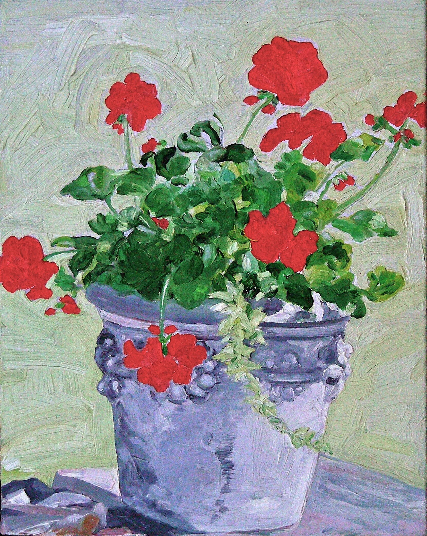 Late Bloomers in Maine, 2000, oil on canvas, 14” x 9”