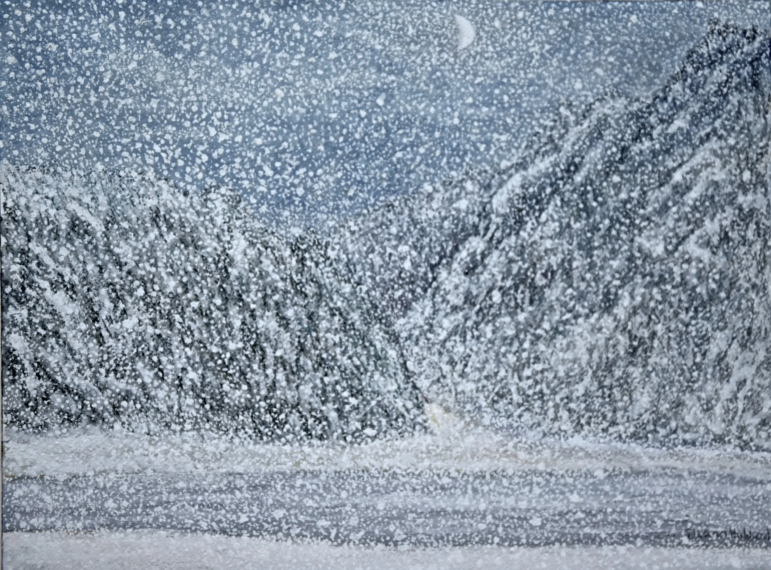 Northern New Year: Dixville Notch, 1993, gouache on Arches paper,  8.5” x 12”